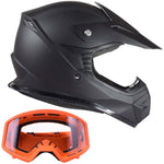 Youth Matte Black Helmet and Orange Goggles