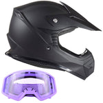 Youth Matte Black Helmet and Purple Goggles