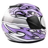Motorcycle Combo - Youth Full Face Purple Helmet With Gloves