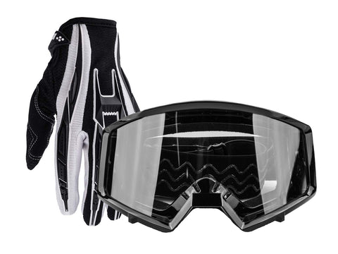 Adult Goggles & Gloves Combo Black-White