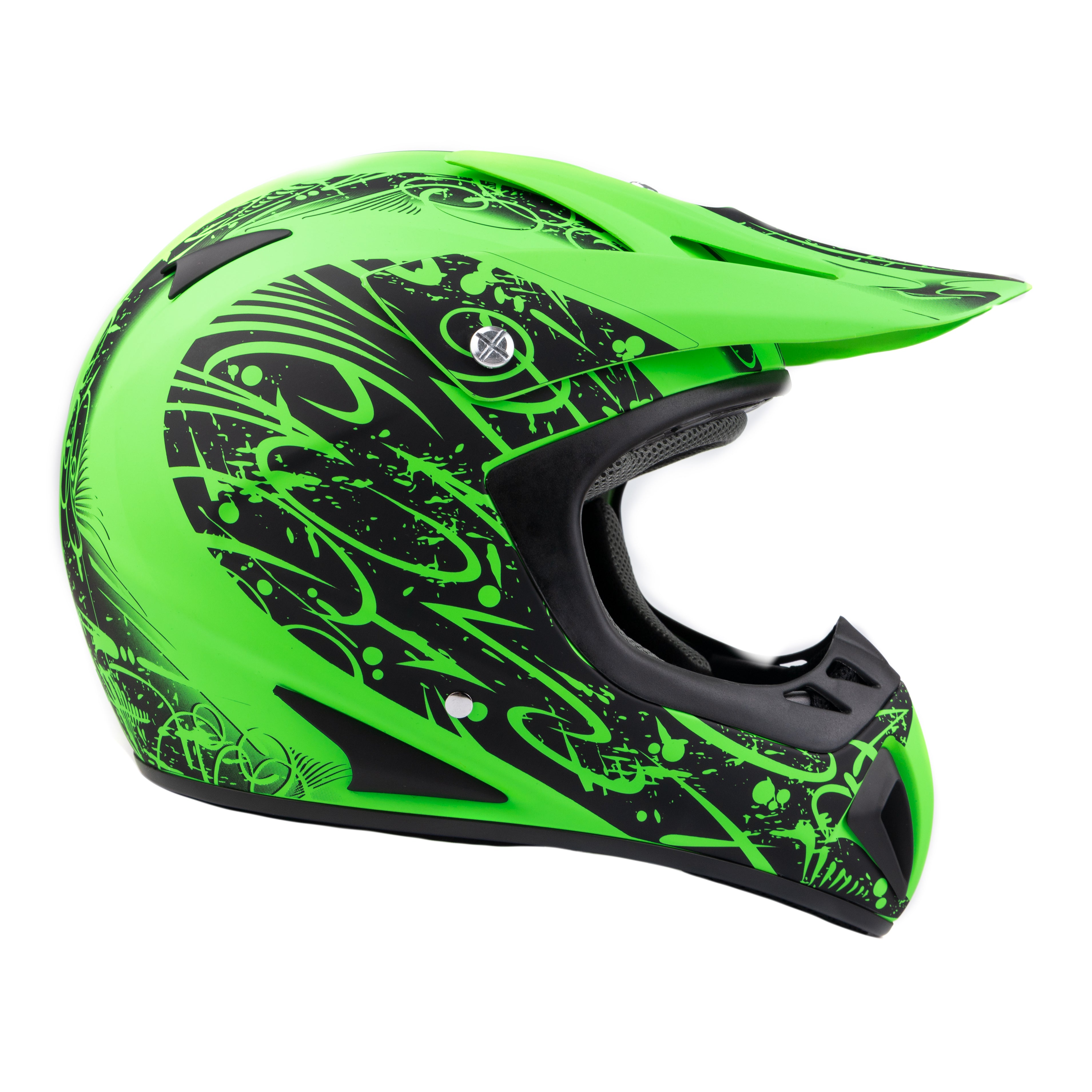 Adult Motocross Matte Green Splatter Helmet Adult Motocross Matte Green Splatter Helmet