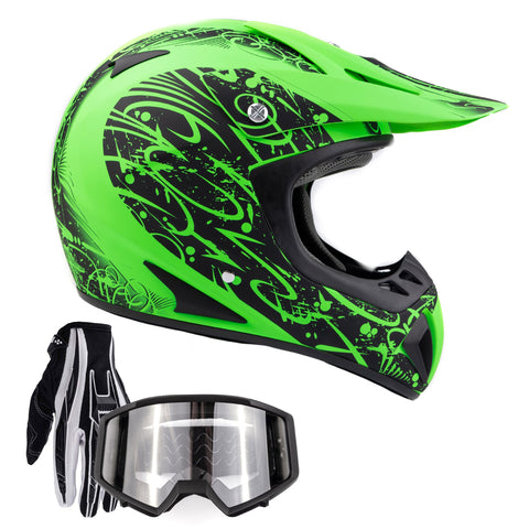 Adult Helmet Combo Matte Green Splatter