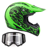 Adult Helmet Matte Green Splatter with Black Goggles