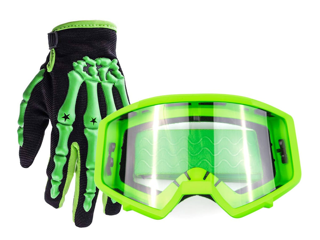 youth mx goggles Youth Kids Motocross ATV Off Road Green Gloves and Goggles Typhoon – Typhoon Helmets