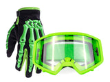 Youth Set Motocross Gloves and Goggles Green