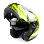Hi-Viz Yellow Adult Modular Helmet with drop down sun-glass