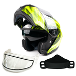 HI-VIZ Dual Visor Modular Flip up Adult Snowmobile Helmet - TH158