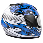 Motorcycle Combo - Youth Full Face Blue Helmet with Blue Gloves