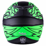 Motorcycle Combo - Youth Full Face Matte Green Helmet with Green Gloves