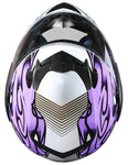 Motorcycle Combo - Youth Full Face Purple Helmet With Gloves