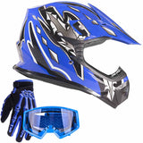 Youth Helmet Combo Blue w/ Blue Goggles & Gloves