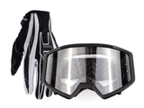 Adult Combo - Matte Black Goggles & Black-White Gloves