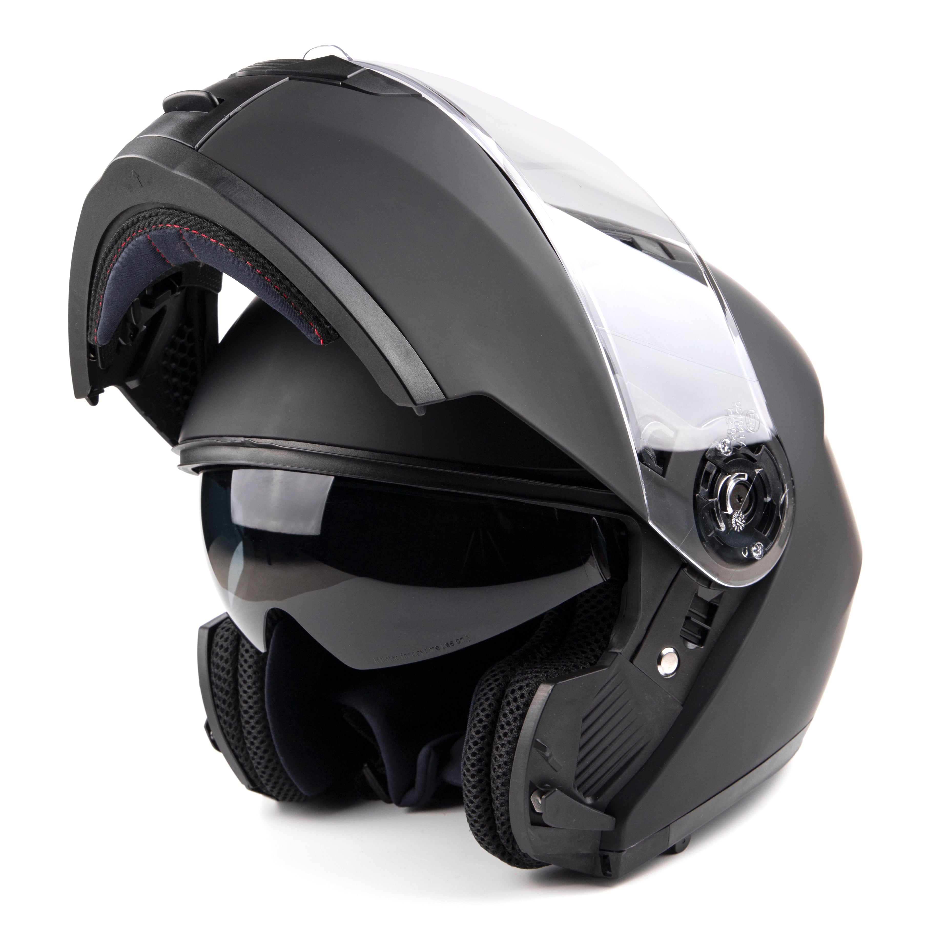 Matte Black Dual Visor Adult Modular Snowmobile Typhoon Helmet TH158 S