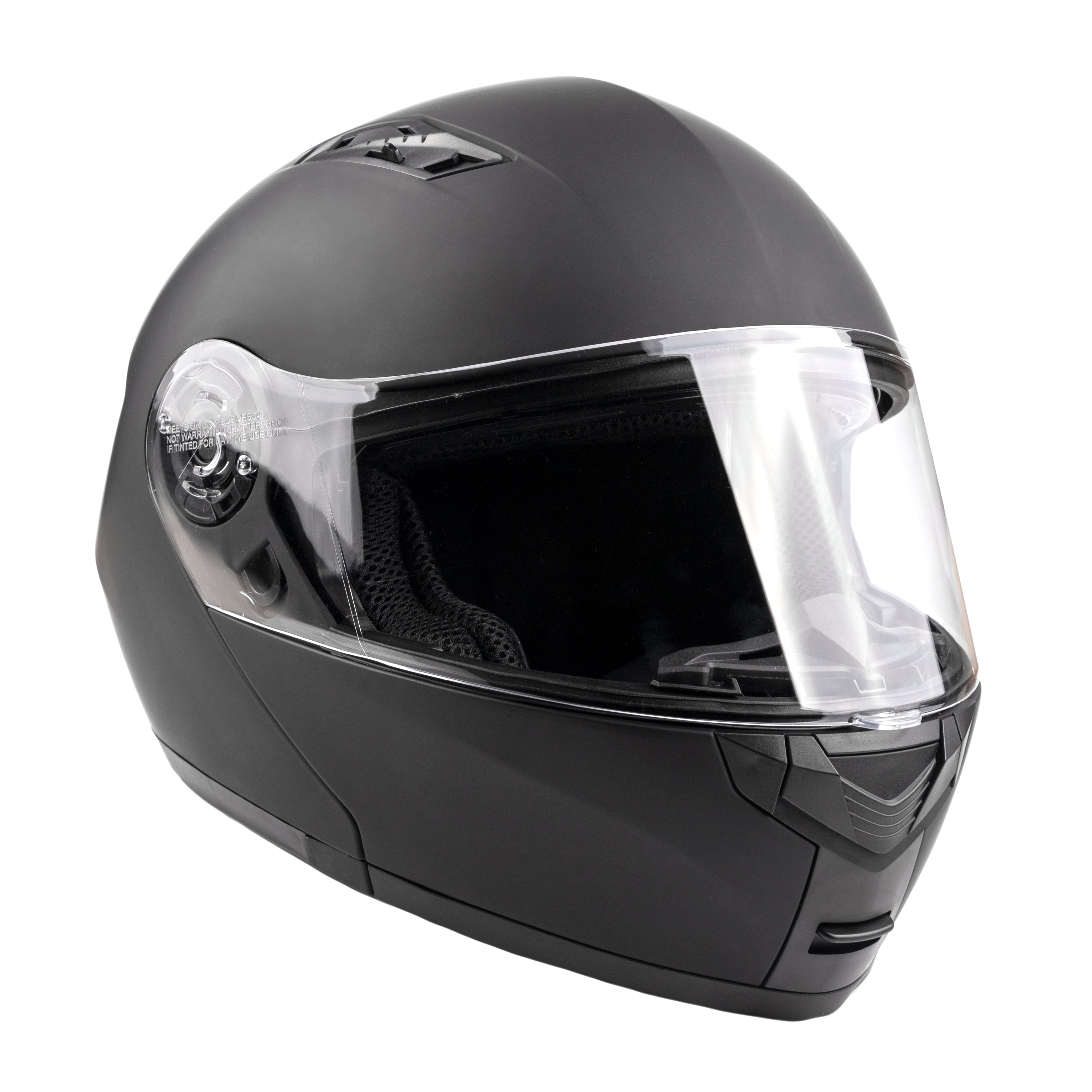 Matte Black Dual Visor Adult Modular Snowmobile Typhoon Helmet