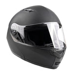 Matte Black Adult Modular Flip up Snowmobile Helmet with dual lens anti fog shield and drop down sun-glass