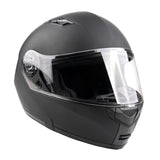 Matte Black Adult Modular Flip up Snowmobile Helmet with dual lens anti fog shield and drop down sun-glass
