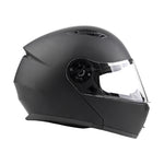 Matte Black Adult Modular Flip up Snowmobile Helmet with dual lens anti fog shield and drop down sun-glass