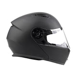Matte Black Adult Modular Flip up Snowmobile Helmet with dual lens anti fog shield and drop down sun-glass