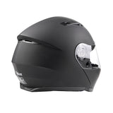 Matte Black Adult Modular Flip up Snowmobile Helmet with dual lens anti fog shield and drop down sun-glass