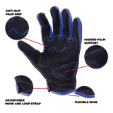 Motorcycle Combo - Youth Full Face Blue Helmet with Blue Gloves