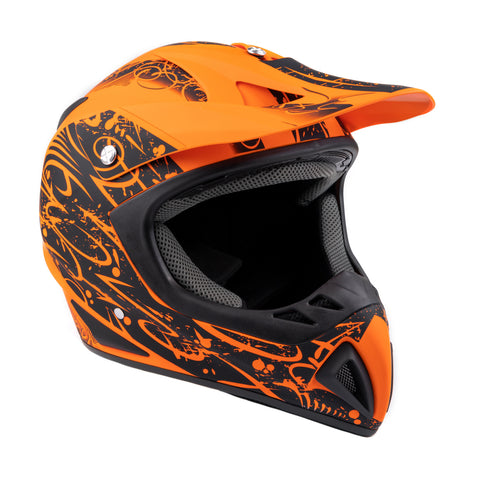 Adult MOTOCROSS ATV OFFROAD Orange Typhoon Helmet S