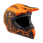 Adult Helmet Matte Orange Splatter with Black Goggles