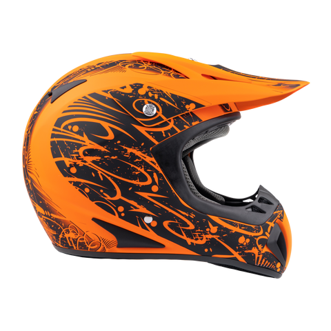 Snocross Snowmobile Adult Orange Helmet from Typhoon Helmets XL