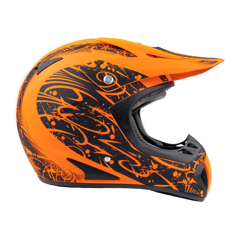 Adult Orange MOTOCROSS ATV OFFROAD Helmet Combo with Gloves and Goggles S