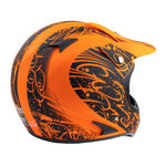 Adult Helmet Matte Orange Splatter with Black Goggles