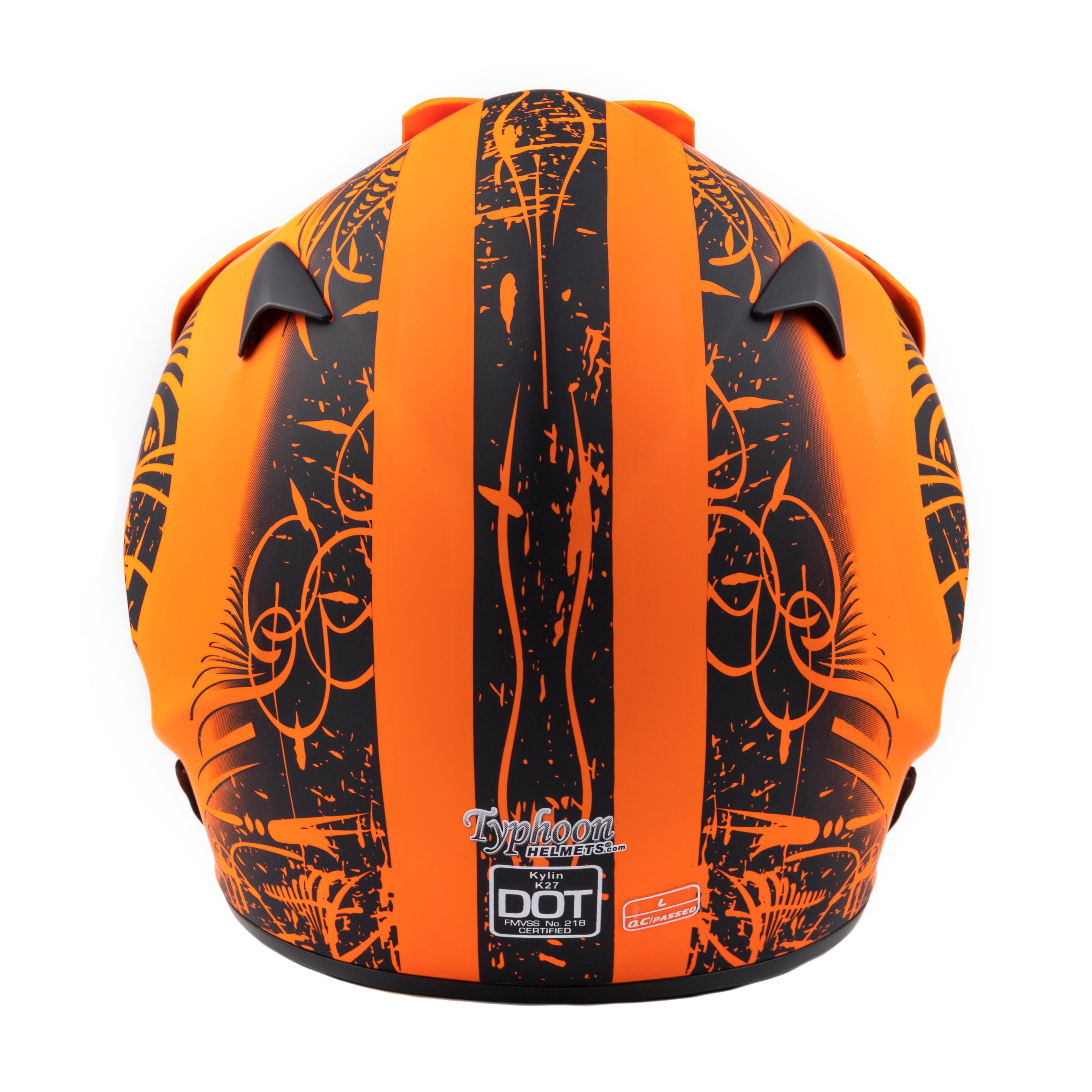 品多く Adult Black with Orange Helmet MOTOCROSS ATV OFFROAD TYPHOON セキュリティ・セーフティ
