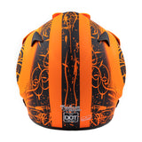 Adult Helmet Combo Matte Orange Splatter w/ Black Gloves and Goggles