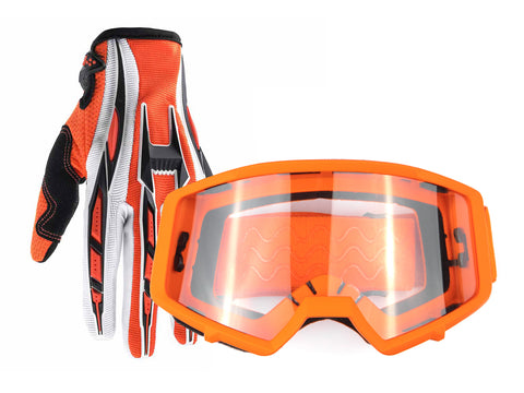 Adult Orange Goggles & Gloves Combo