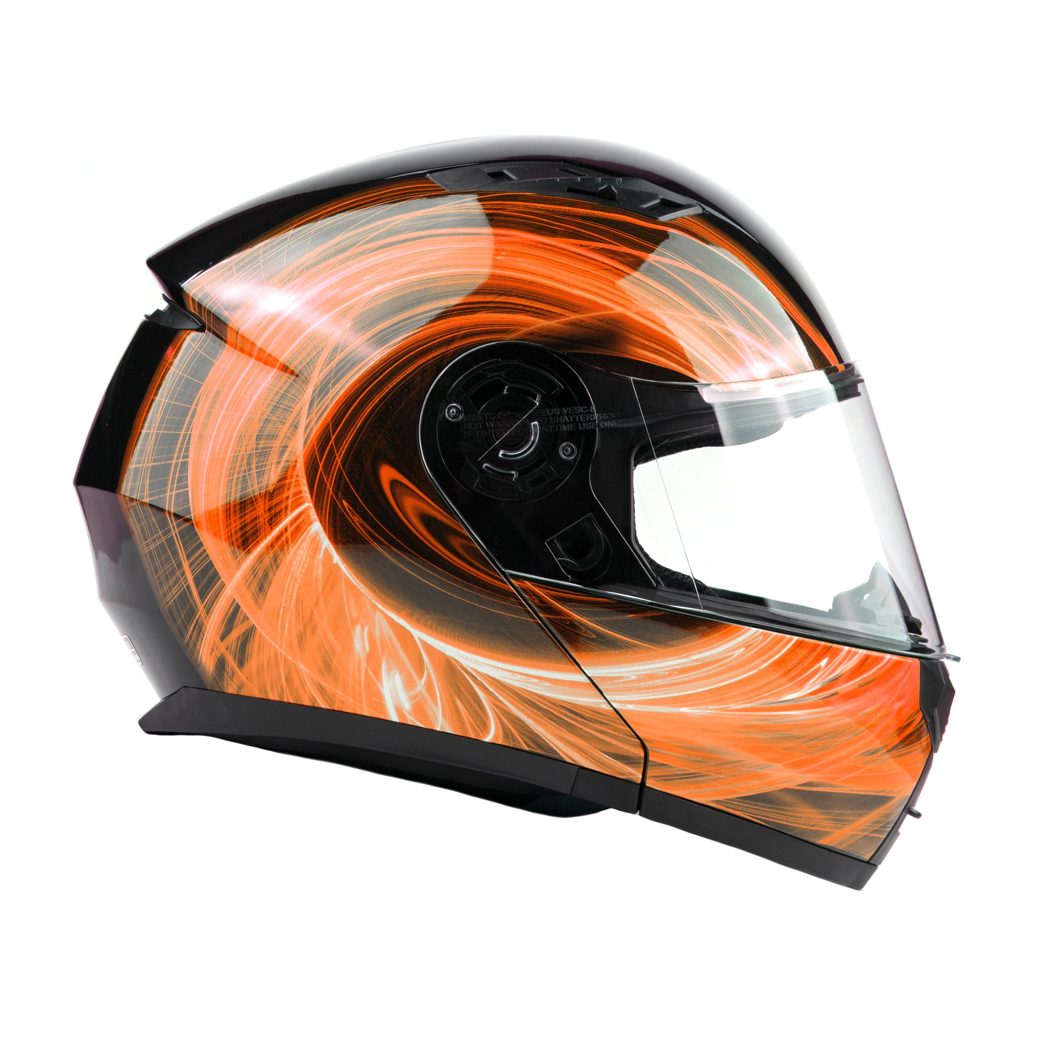 burnt orange motorcycle helmet Orange Adult Modular Helmet with drop down sun-glass