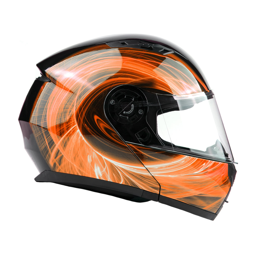 candy orange motorcycle helmet Orange Swirl Dual Visor Adult Modular Motorcycle Typhoon Helmet – Typhoon Helmets