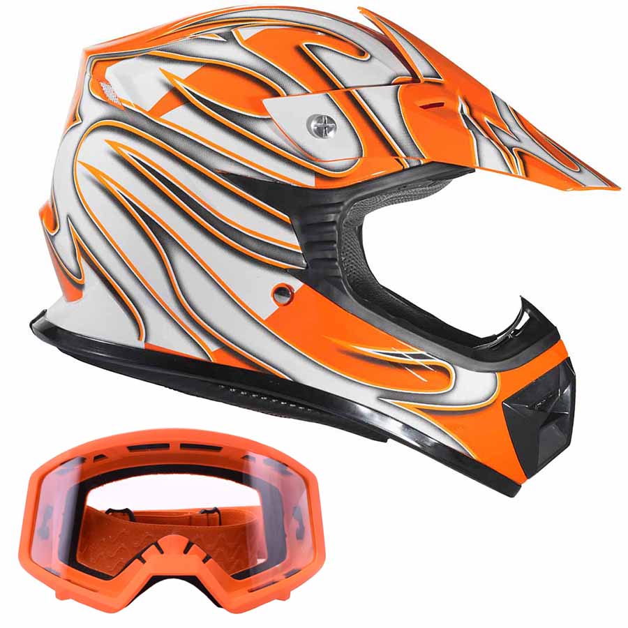 Youth Orange Helmet And Goggles – Typhoon Helmets