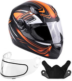 Adult Orange Full Face Snowmobile Helmet With Double Pane Shield