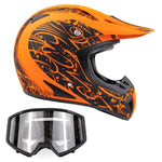Adult Helmet Matte Orange Splatter with Black Goggles