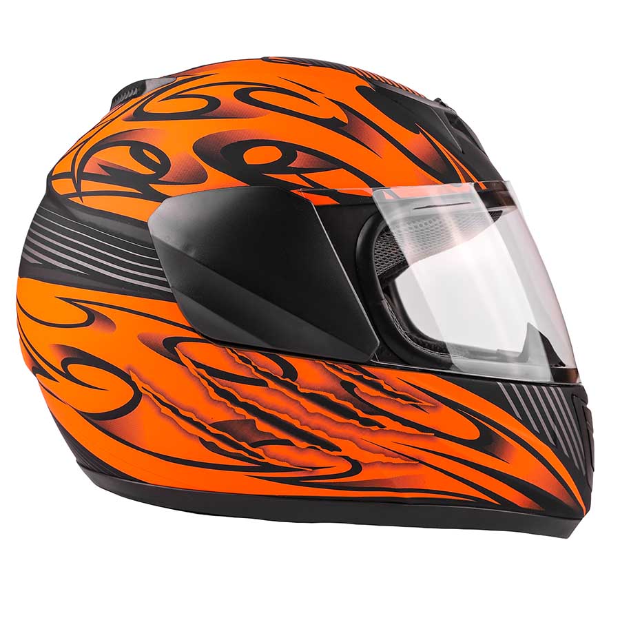 Youth Kids Full Face Orange Typhoon Motorcycle Helmet L