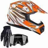 Orange Youth Combo - Orange Helmet Black Gloves and Goggles