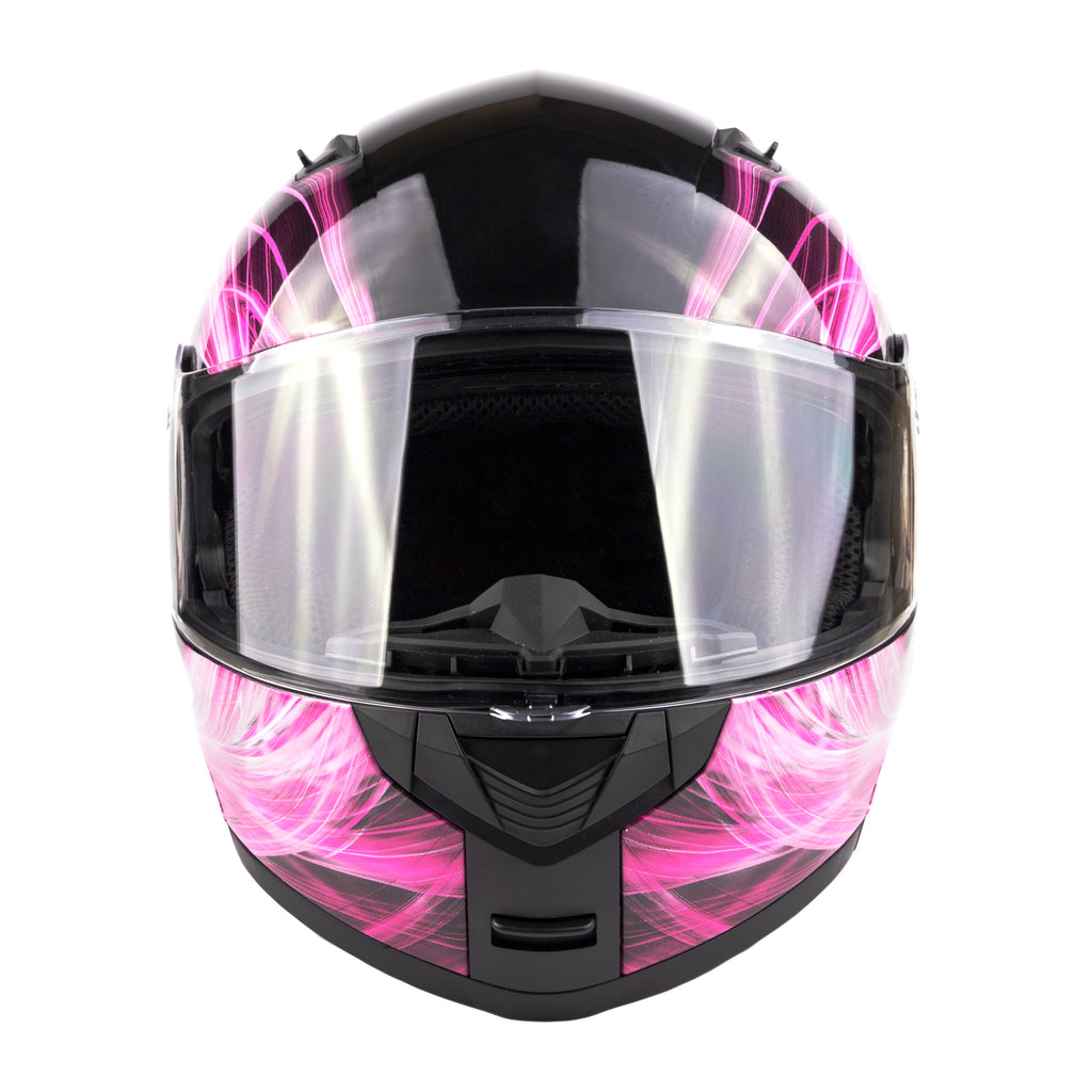 cute pink motorcycle helmet Pink Swirl Dual Visor Adult Modular Motorcycle Typhoon Helmet – Typhoon Helmets