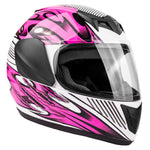 Motorcycle Combo - Youth Full Face Pink Helmet with Black Gloves