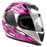 Motorcycle Combo - Youth Full Face Pink Helmet with Black Gloves
