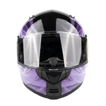 PURPLE Adult Modular Flip up Snowmobile Helmet with dual lens anti fog shield and drop down sun-glass