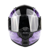PURPLE Adult Modular Flip up Snowmobile Helmet with dual lens anti fog shield and drop down sun-glass