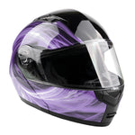 PURPLE Adult Modular Flip up Snowmobile Helmet with dual lens anti fog shield and drop down sun-glass