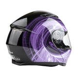 PURPLE Adult Modular Flip up Snowmobile Helmet with dual lens anti fog shield and drop down sun-glass