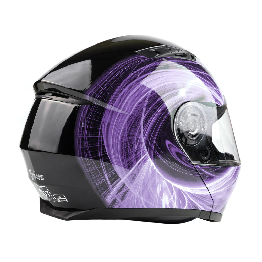 Ppl Helmet Purple Swirl Dual Visor Adult Modular Motorcycle Typhoon Helmet ...