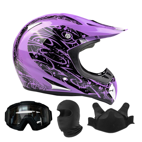 Snocross Helmet Purple Splatter w/ Matte Black Goggles