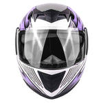 Motorcycle Combo - Youth Full Face Purple Helmet With Gloves