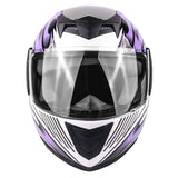 Motorcycle Combo - Youth Full Face Purple Helmet With Gloves